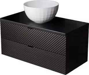 Szafka łazienkowa wisząca z umywalką 100 cm szklane fronty czarny uchwyt Glow Gante - Szafki łazienkowe - miniaturka - grafika 1