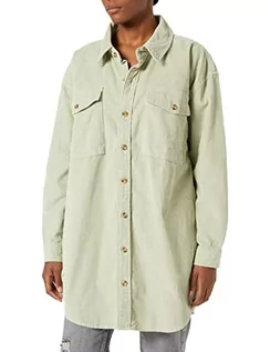 Kurtki damskie - Urban Classics Damska kurtka overshirt, długa sztruksowa kurtka koszulowa z dwiema kieszeniami na piersi i kieszeniami kurtki, rozmiar od XS do 5XL, softsalvia, XL - grafika 1