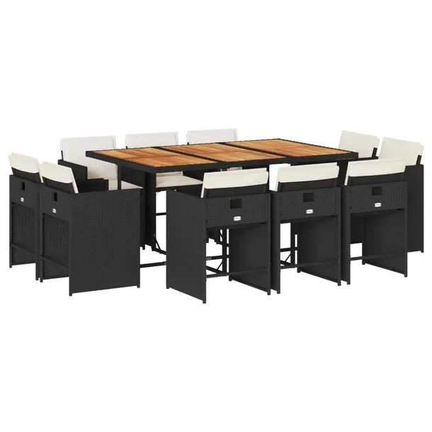 Zestaw mebli ogrodowych z rattanem PE, stół 165x106x73 cm, krzesło czarn