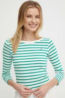 Bluzki damskie - Tommy Hilfiger longsleeve bawełniany kolor zielony - miniaturka - grafika 1
