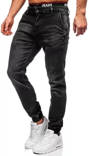 Spodnie męskie - Czarne spodnie jeansowe joggery męskie Denley 31002W0 - grafika 1