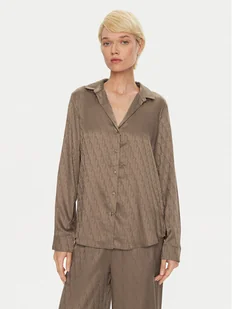 Calvin Klein Koszulka piżamowa Buttondown 000QS7302E Brązowy Regular Fit - Piżamy damskie - miniaturka - grafika 1