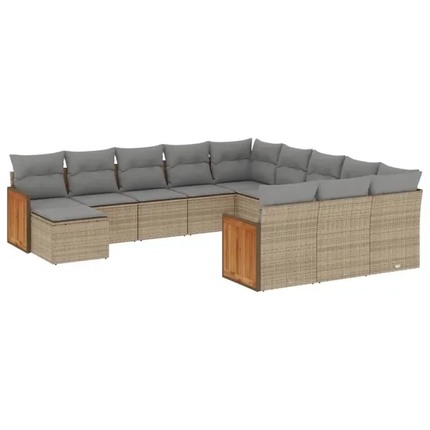 Zestaw mebli ogrodowych modułowych beżowy rattan PE, wymiary 55-62 x 62-6