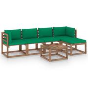 Meble ogrodowe - vidaXL 6-cz zestaw wypoczynkowy do ogrodu z zielonymi poduszkami 3067397 - miniaturka - grafika 1
