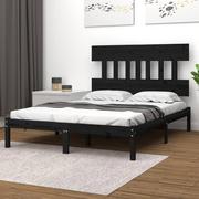 Łóżka - Lumarko Rama łóżka, czarna, lite drewno, 140x200 cm - miniaturka - grafika 1