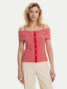 Morgan Bluzka 241-DROPEZ Czerwony Slim Fit - Bluzki damskie - miniaturka - grafika 1