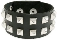 Bransolety męskie - SKÓRZANA BRANSOLETKA DWURZĘDOWA gothic rock punk kolor czarny skórzane ćwieki (ar1801) - miniaturka - grafika 1