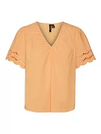 Bluzki damskie - VERO MODA Women's VMSIV SS V-Neck TOP WVN BTQ bluzka, Mock Orange, M, Mock Orange, M - miniaturka - grafika 1