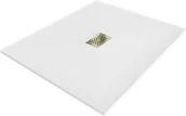 Brodziki prysznicowe - Mexen Hugo brodzik prostokątny SMC 120 x 100 cm, biały, maskownica złota - 42101012-G - miniaturka - grafika 1