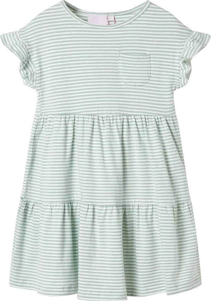 vidaXL Sukienka dziecięca z falbankowymi rękawkami, miętowa, 140