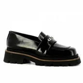 Mokasyny damskie - Czarne mokasyny damskie na grubej podeszwie CARINII - Carinii - miniaturka - grafika 1