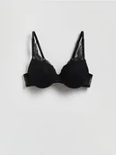 Biustonosze - Reserved - Siateczkowy biustonosz push up - czarny - miniaturka - grafika 1