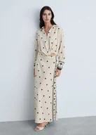 Spódnice - MANGO - Spódnica haftowana o rozszerzanym kroju beżowy - M - Kobieta - miniaturka - grafika 1