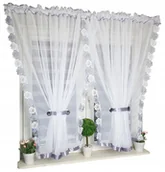 Firany - FIRANA GOTOWA 300x130 z gipiurą 8cm biało szarą do salonu pokoju sypialni - miniaturka - grafika 1