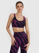 Bielizna sportowa damska - 4F Biustonosz do jogi i pilatesu ze średnim wsparciem - fioletowy L - miniaturka - grafika 1