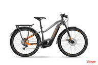 Rowery elektryczne - Haibike Trekking 10 Mid 27,5 cala Damski Szaro-pomarańczowy 2022 - miniaturka - grafika 1