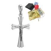 Dewocjonalia - Srebrny Krzyż Klasyczny Próba 925 Krzyżyk Katolicki Z Jezusem Chrystusem - miniaturka - grafika 1