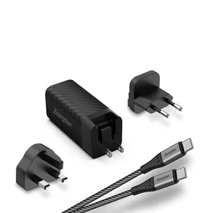 Energizer Ultimate - Ładowarka sieciowa Multiplug EU / UK / US GaN USB-C & USB-A 90W PD + Kabel USB-C (Czarny) - Ładowarki do telefonów - miniaturka - grafika 2