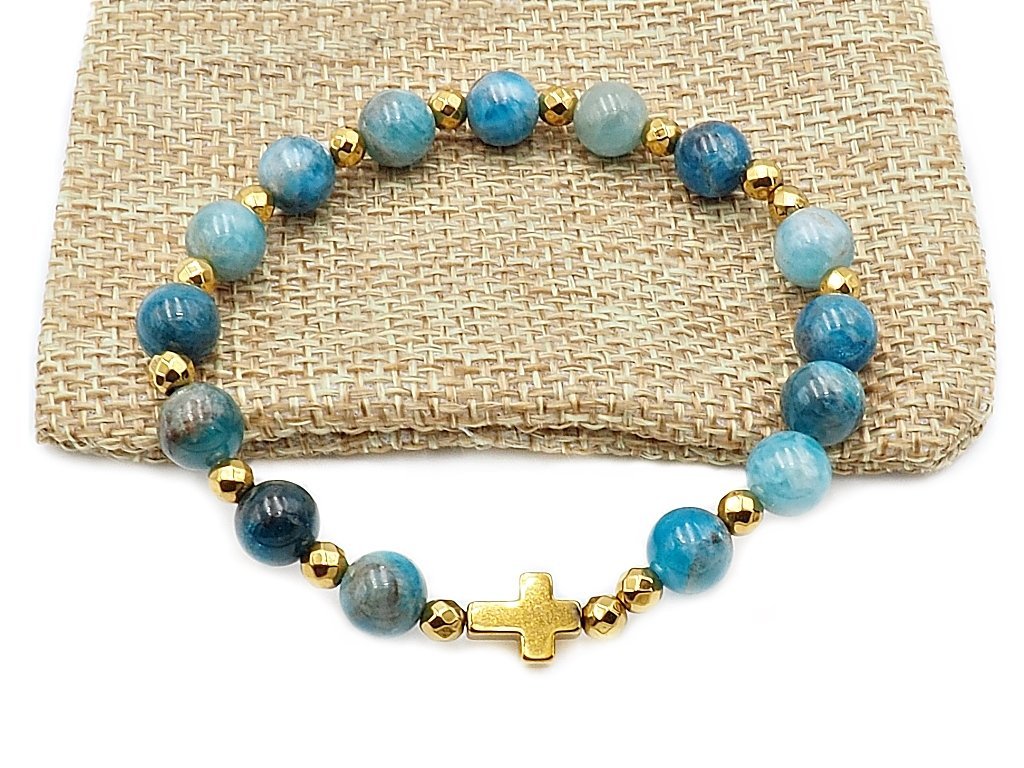 Różaniec na rękę bransoletka damska dziesiątka Apatyt rękodzieło