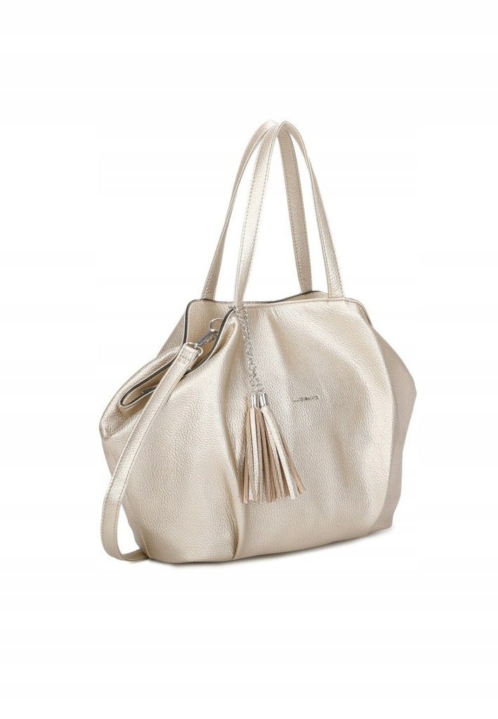 Pojemna Torebka Damska Shopper Worek LUIGISANTO Złota Skóra Eko