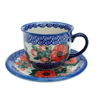 Filiżanki - Ceramiczna filiżanka ze spodkiem Ceramika Bolesławiec - miniaturka - grafika 1