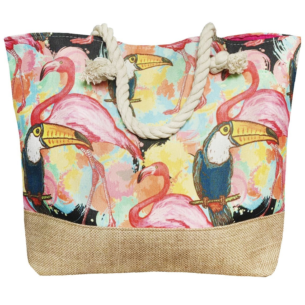 TORBA PLAŻOWA Z UCHWYTEM ZAPINANA ZAMEK SHOPPER TOREBKA NA PLAŻĘ PIKNIK