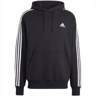 Bluzy męskie - Bluza męska adidas Essentials French Terry 3-Stripes Hoodie czarna IC0435 X - miniaturka - grafika 1