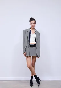 Stradivarius Marynarka oversize Ciemnoszary M - Marynarki i żakiety damskie - miniaturka - grafika 1