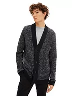 Swetry męskie - TOM TAILOR Denim Męskie Kardigan 1033766, 31014 - Black And White Mouline, XL - miniaturka - grafika 1