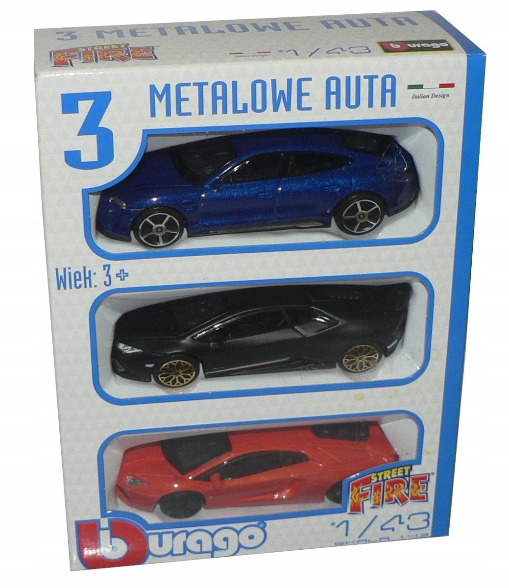 BBURAGO 1:43 Porsche Taycan Turbo S + Lamborghini Huracan + Aventador