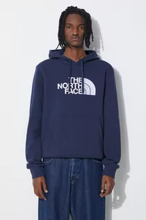 Bluzy męskie - The North Face bluza bawełniana M Drew Peak Pullover Hoodie męska kolor granatowy z kapturem z aplikacją NF00AHJY8K21 - grafika 1