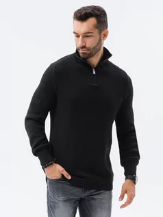 Swetry męskie - Sweter męski ze stójką - czarny E194 - rozmiar s - czarny - grafika 1