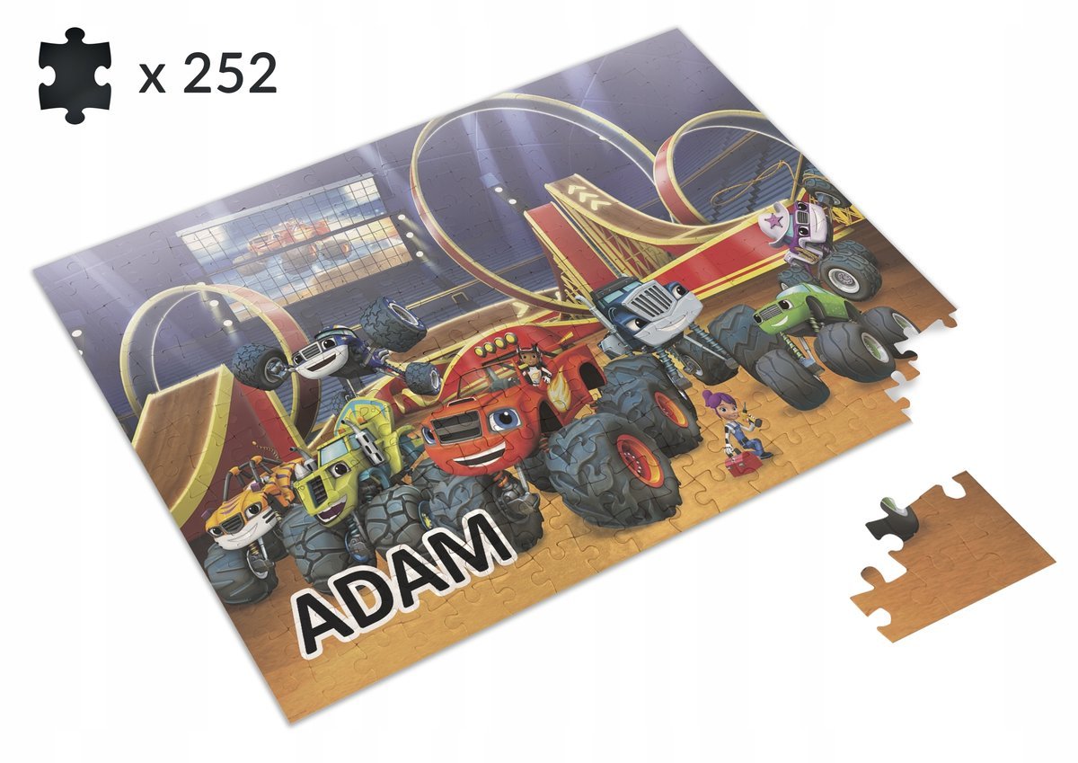 PUZZLE Blaze i mega maszyny Prezent + IMIĘ 96 EL.