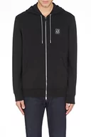 Swetry męskie - Armani Exchange Męska bluza z kapturem, sweter z logo z boku, Czarny, S - miniaturka - grafika 1