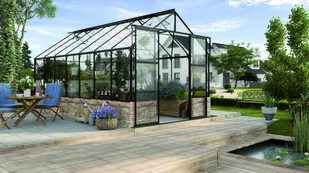 VITAVIA szklarnia ogrodowa Cassandra 11500, czarna - (11,5 m2; 2,57 x 4,48 m) + szkło hartowane - Szklarnie ogrodowe - miniaturka - grafika 2