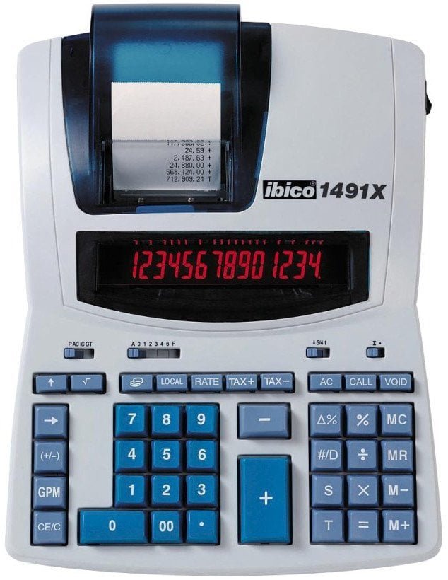 Rexel Ibico 1491X Professional Print Calculator White/Blue, 290 mm, 375 mm, 375 mm
