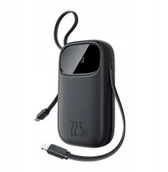 Powerbanki - Powerbank Baseus EnerFill FC31 10000mAh 22.5W z wyświetlaczem cyfrowym i 2 wbudowanymi kablami USB-C + Lightning - czarny - miniaturka - grafika 1