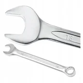 Klucze i nasadki - Klucz płasko-oczkowy 18 mm CrV chromowany odgięty solidny 1szt. - miniaturka - grafika 1