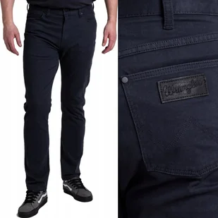 Wrangler LARSTON Dark Navy DOPASOWANE GRANATOWE SPODNIE MATERIAŁOWE W30 L30 - Spodnie męskie - miniaturka - grafika 1