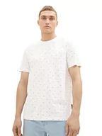 Koszulki męskie - T-shirt męski TOM TAILOR Denim z bawełnianym nadrukiem na całej powierzchni, 32483-biały wielokolorowy mini nadruk, M - miniaturka - grafika 1