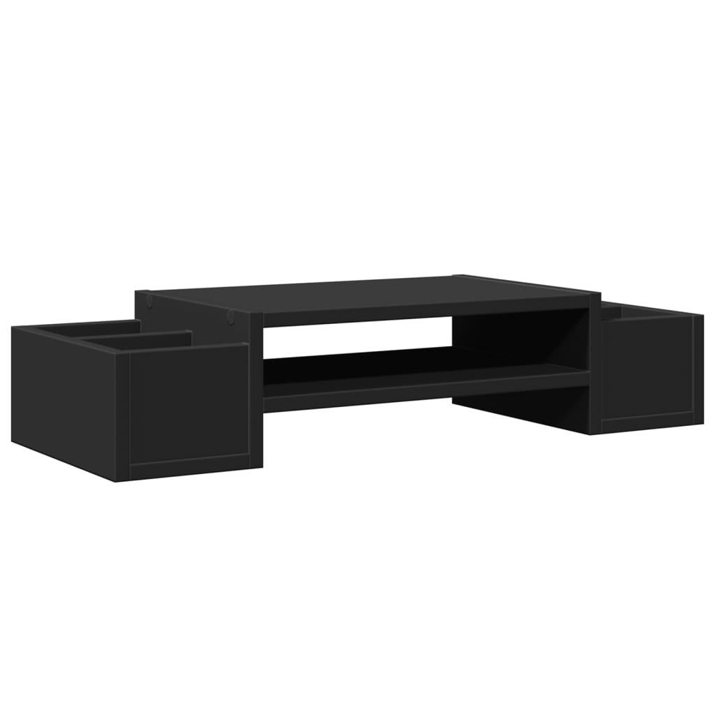 vidaXL Podstawa pod monitor z miejscem do przechowywania Czarna 70x27x15 cm Materiał drewnopochodny