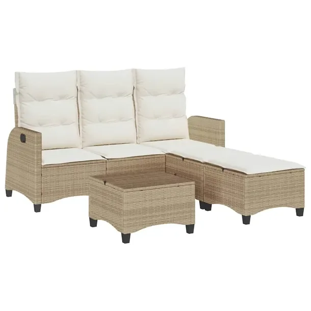 Zestaw Ogrodowy Narożny Rattan PE Beżowy 176x193/180x83/91 cm