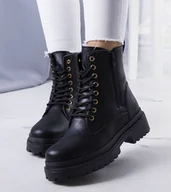 Botki damskie - Czarne botki na modnej podeszwie Ali-39 - miniaturka - grafika 1