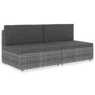 Sofy ogrodowe - Sofa modułowa 2-osobowa, rattan PE, szara - miniaturka - grafika 1