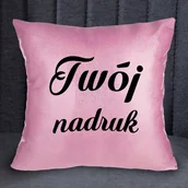 Gadżety dla niej i dla niego - Brokatowa poduszka z Twoim nadrukiem - różowa - miniaturka - grafika 1