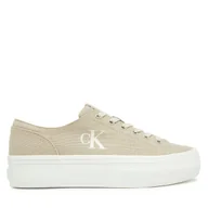Trampki damskie - Tenisówki Calvin Klein Jeans Vulc Flatform Low Cv Mg YW0YW01763 Beżowy - miniaturka - grafika 1