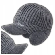 Czapki damskie - Ciepła Czapka Zimowa Z Daszkiem I Nausznikami Uszatka Ocieplana Na Zimę - miniaturka - grafika 1