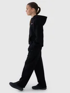 Spodnie i spodenki dla dziewczynek - 4F Spodnie dresowe z szerokimi nogawkami dziewczęce - czarne 122 (6-7 lat) - miniaturka - grafika 1