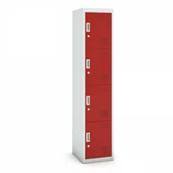 Szafki BHP - B2B Partner Szafka szatniowa 4-drzwiowa, zamek cylindryczny, 1800 x 380 x 450 mm, szara/czerwona CY-019 RAL7035/3000 - miniaturka - grafika 1