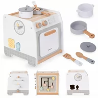 Zabawki interaktywne dla dzieci - Drewniana kostka edukacyjna Kuchnia z akcesoriami - miniaturka - grafika 1